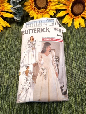 Simplicity Sewing Pattern 4501 Wedding Dress / Gown 1980's & train Size 8 to 12 - Image 1 of 4