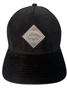 Callaway Golf Black Corduroy Snapback Hat Adjustable Cotton Cap Logo Unisex OS - Picture 1 of 9