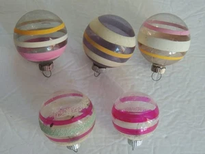 5 Unversilberte WWll Vintage Shiny Brite & USA Glas Christbaumschmuck Glimmer - Bild 1 von 9