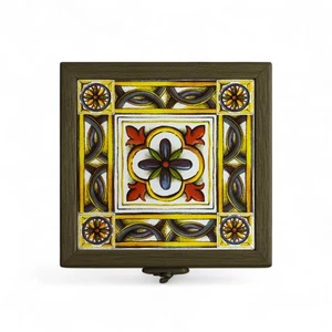 Anatolian Floral Tile Box Handmade Wooden Jewellery Box with Velvet Lining Gift - Picture 1 of 7