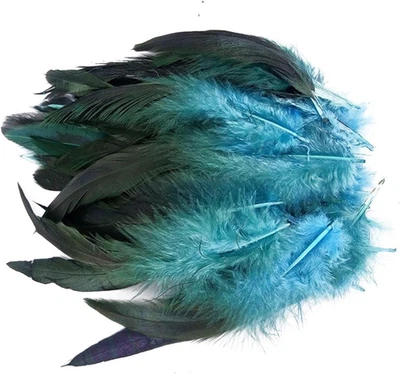 Blau Grün Hahn Federn 100 Stück - Klein Bastelfedern zum Basteln Deko DIY - Bunt - Bild 1 von 4