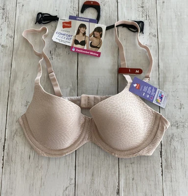Womens Hanes Comfort Flex Fit Underwired Tshirt Bra Tan Cool Comfort Medium - Image 1 of 4