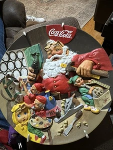 Christmas Santa's Coca-Cola Workshop 3-D Collector Plate, Franklin Mint LE 1994 - Picture 1 of 12