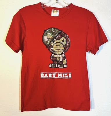 Camiseta Baby Milo Talla XS Rojo Algodón Spandex con Lentejuelas Embellecidas Gráfico Foto 1 de 4