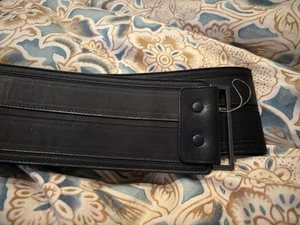 LANVIN  AUTHENTIC BRAND NEW  BLACK LEATHER WIDE WAIST CORSET BELT SIZE 32” - Picture 1 of 8