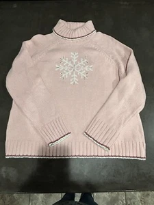 Norton Mcnaughton Baby Light Pink Turtleneck Snowflake Sweater Women’s Size XL - Picture 1 of 5