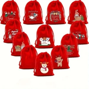 20pcs Red Christmas Velvet Bags 9x12 Candy Gift Bag Nice Jewelry Packaging Bags - Picture 1 of 10