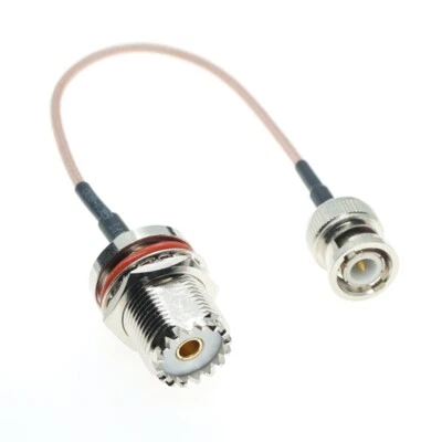 RG316 Cable BNC Male plug to UHF SO239 Female Bulkhead RF Connector Pigtail - Image 1 of 4
