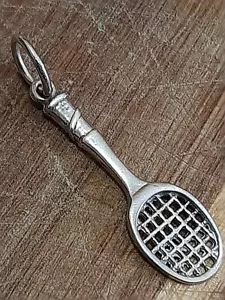 ciondolo per catena girocollo argento 925 racchetta tennis Pendant Sterling $ - Foto 1 di 4