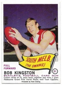 1966 Scanlens (51) Bob KINGSTON South Melbourne Near Mint/Mint - Picture 1 of 2