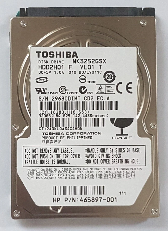 320 GB SATA Toshiba MK3252GSX 5400rpm 8MB HDD 2,5 " Internal Hard Drive - Image 1 of 1