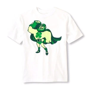 CAMISETA TCP BOYS LEPRECHAUN SUPER HÉROE TRÉBOL S M 5/6 7/8 ST PATRICK'S DAY - Imagen 1 de 1
