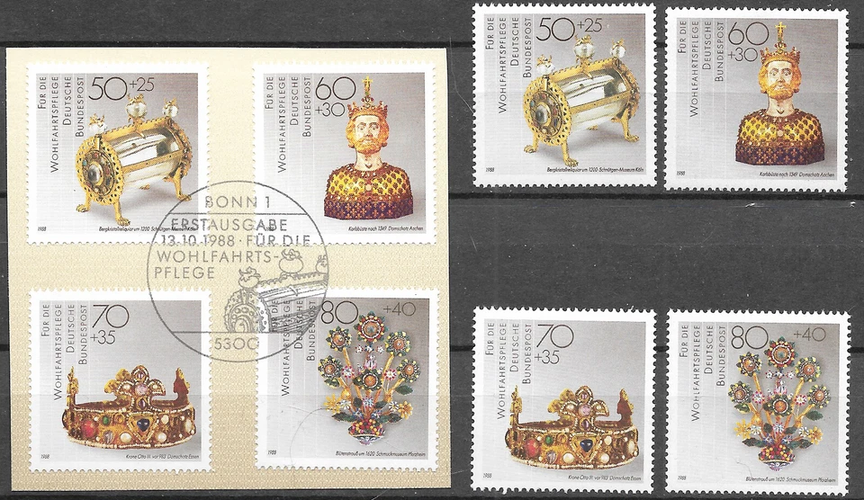 ALEMANIA - 1988 MNH "Oro y Platería" Juego Completo y FDC En Pieza!!!! Foto 1 de 1