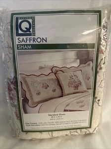 Living Quarters Pillow Sham White Quilted Pink Roses Embroidered New In Pkg - Picture 1 of 8