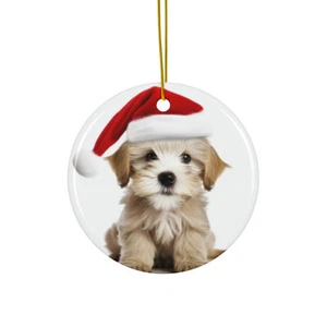 Adorno colgante de cerámica para árbol de Navidad - Diseño de cachorro Dandie Dinmont Terrier - Imagen 1 de 4