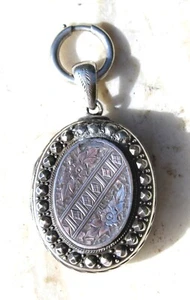 Antique Victorian Silver Locket Engraved Aesthetic Book Chain Locket - Picture 1 of 13