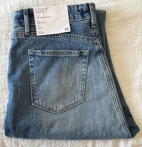 NEW LOFT The Straight Crop High Rise Curvy Fit Regular Inseam size Raw Hem 29/8 - Picture 1 of 12