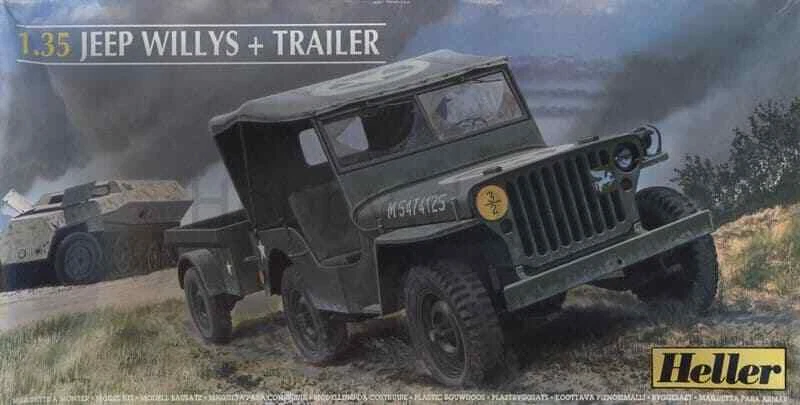 1/35 Willys Jeep and Bantam Trailer Model Kit Heller 81105