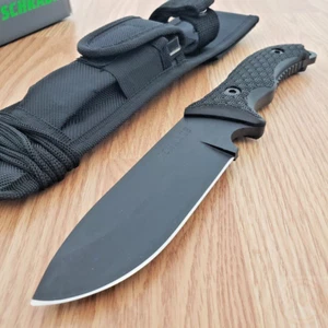 Schrade Frontier Fixed Knife 5.25" 1095HC Steel Full Tang Blade Black TPE Handle - Picture 1 of 9