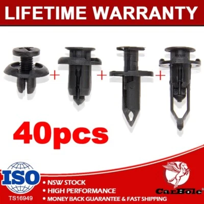 Top 40pcs Car Body/Bumper Push Pin Rivet Retainer Trim Moulding Clip Assortments - Image 1 of 4
