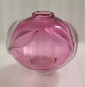 Vintage Hand-Blown Signed William Glasner Pink Lily Art Glass Vase 1995 - Mint - Bild 1 von 6