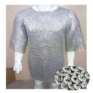 Chain mail 10 MM Flat Riveted Haubergeon Half Sleeve X Large Size Chirstmas Gift - Picture 1 of 8