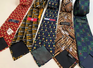 Mixed Lot of (5) Silk Ties Golf Cigars Green Bay Packers Brooks Bros Hilfiger - Picture 1 of 11