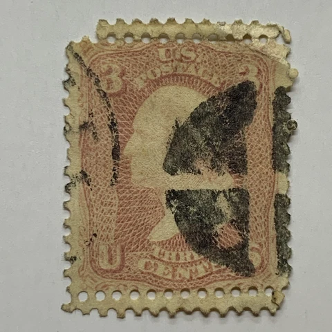 ERROR 1800's U.S. 3C WASHINGTON STAMP WITH DOUBLE PERF ON TOP AND BOTTOM Cover