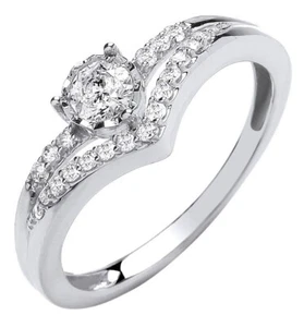 9ct White Gold Engagement Ring For Women With Natural Diamonds UK Sizes J - Q - Picture 1 of 1