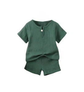 Baby Boy Shorts & Top Set, Solid Relaxed Design, Vogue Notion Apparel - Picture 1 of 22