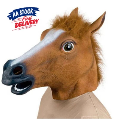 Funny Prop Gangnam Halloween Animal Party Latex Horror Costume Horse Head Mask - Image 1 of 4