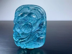 AQUAMARIN GRAVUR Blume Lotus 90ct / Pfingstrose Anhänger - Bild 1 von 2
