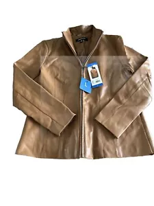 Kenneth Cole Ladies’ Vegan Leather Jacket Tan Size L - Picture 1 of 6