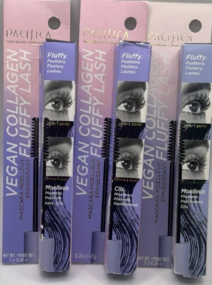 3PK Pacifica Vegan Collagen Fluffy Lash Mascara ~ BLACK ~ 0.24 FL OZ EACH ~ READ - Image 1 of 3