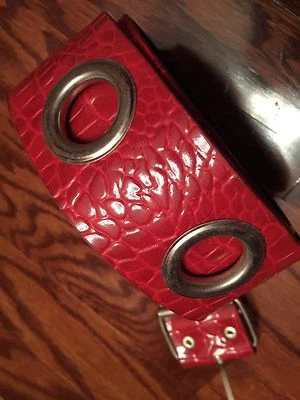 Ремень/пояс для девочек красный аллигатор лакированный полиуретан кожа серебряная пряжка 32 дюйма - Изображение 1 из 4