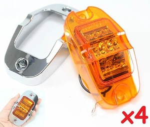 4 Amber Big & Bright 4" Clearance Side Marker Flat Base LED Light Truck Trailer - Foto 1 di 6