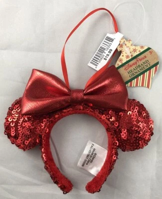 Disney Parks Redd Red Bow Minnie Mouse Ears Headband Ornament Xmas Holiday - NEW - Image 1 of 2