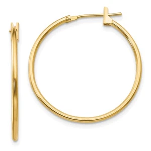 14k Yellow Gold 1mm Hoop Earrings Gift for Women L-26 mm, W-1 mm - Picture 1 of 5