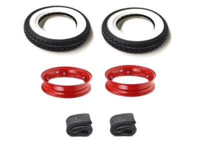 Weißwand Reifen 3.50-10 Felgen Rot Radsatz für Vespa PK PX XL Rally T5 Lusso - Bild 1 von 3