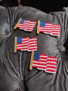 4er SET USA FLAGGE GEHÄKELT ANSTECKNADELN - Bild 1 von 4