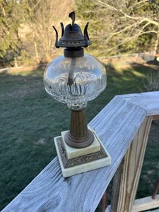 Antique Double Tier Marble And Bronze Oil Lamp - Picture 1 of 7