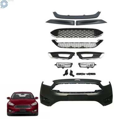 Fit For Ford Focus 2018 2017 Fog Light+Lips+Grill+Front Bumper Cover w Tow Hole - Image 1 of 4