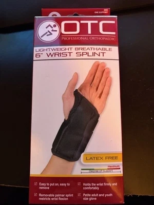 6" Wrist Splint LEFT Wrist Size Medium  OTC Lightweight Breathable - Image 1 of 4