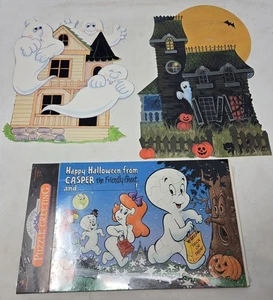 3er Set Vintage Halloween Stanzpuzzle Casper The Ghost Haunted Mansion - Bild 1 von 7