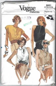 Vogue Sewing Pattern 9881 Vintage Top, Variations, Size 12, 14, 16, Partly Cut - Picture 1 of 2