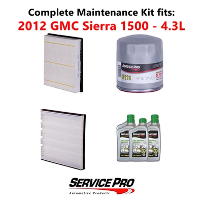 2012 GMC Sierra 1500 4.3L Complete Air, Oil & Cabin Filter Kit (5W-30) Foto 1 de 4