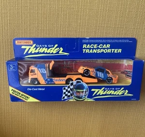 1990 MATCHBOX DIECAST - DAYS OF THUNDER - RACE CAR TRANSPORTER HARDEES ORANGE 18 - Picture 1 of 4