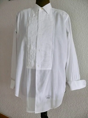 1960 `s "Arrow" Mans  White  100% Cotton Tuxedo Shirt French Cuffs 15 1/2 33 M-L - Image 1 of 4