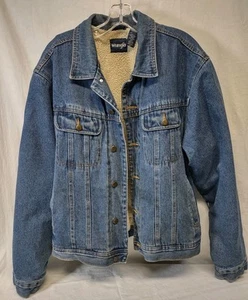 Vintage Wrangler XL Sherpa Denim Mantel Jeansjacke Trucker Western Arbeit - Bild 1 von 22