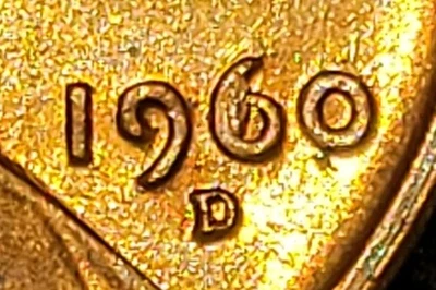 1960 D Lincoln Cent Has A Die Chip On 6 Of Date And S On Reverse. Check Out Pics - Image 1 of 4